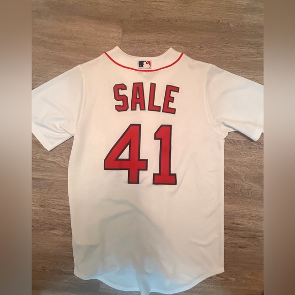 Nike Red Socks - SALE #41 White and Red Baseball Jersey - Picture 2 of 3